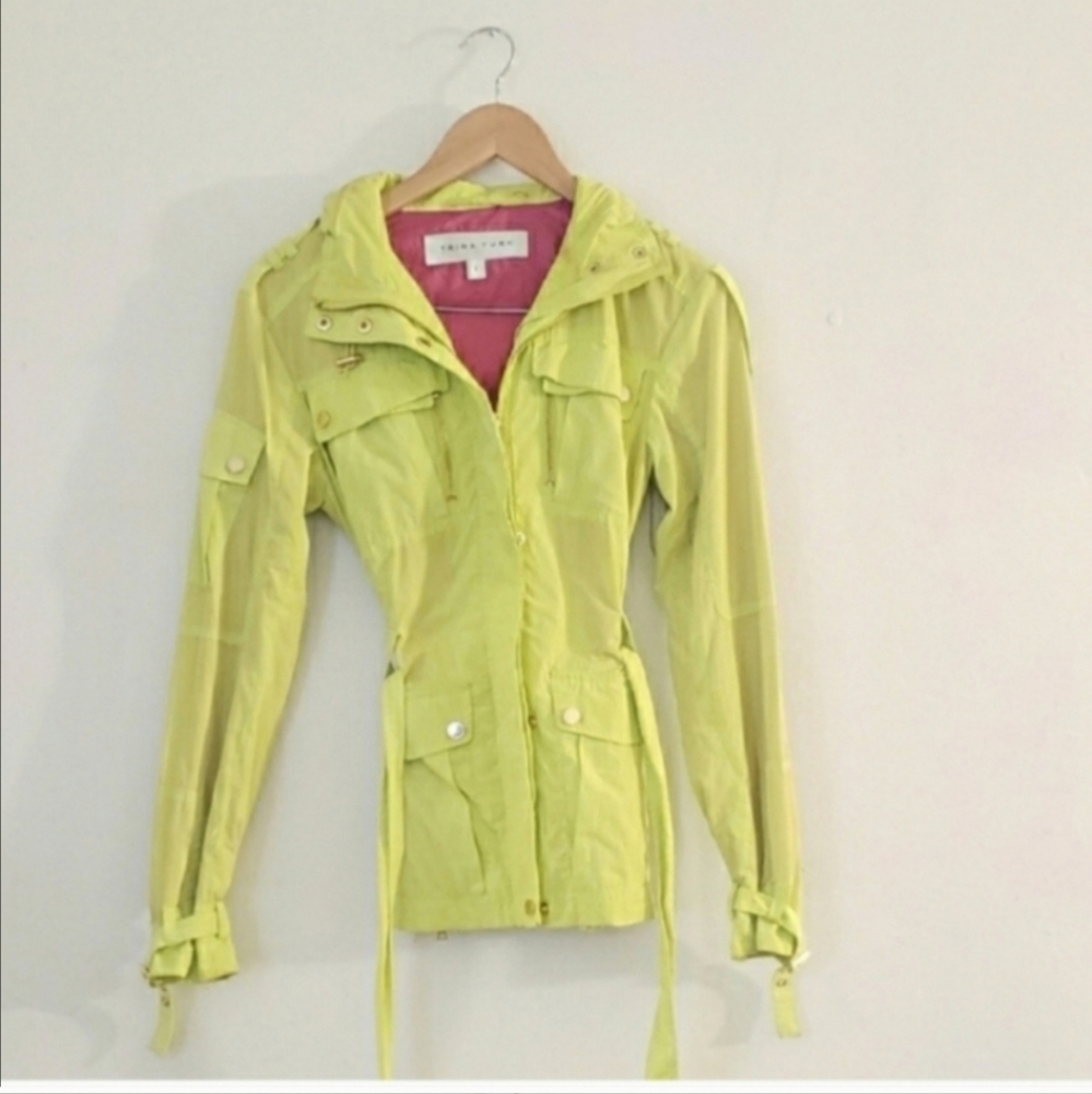 Trina Turk Anorak Hamptons Neon Yellow Jacket Size small